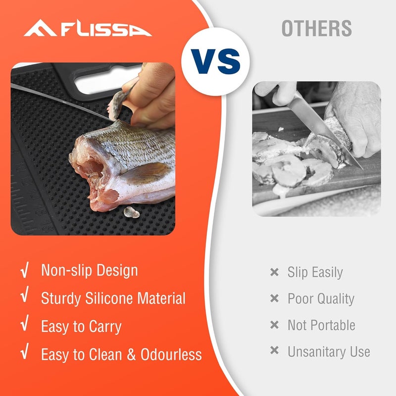 FLISSA Nonslip Fish Fillet Mat with Measuring Scale, 24"*13", Durable & Portable Fish Cleaning Mat for Easy Filleting, Large Fish Mat for Fish Cleaning and Cutting Board - Image 3